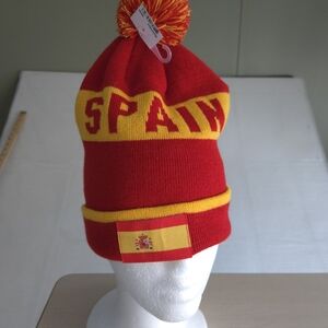 Spain Espana Winter Pom Pom Beanie Soccer Futbol Stripes Unisex One Size